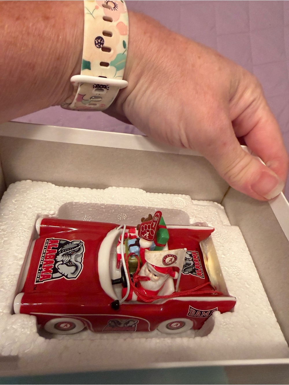 Danbury Mint Red Alabama Santa in Convertible Ornament